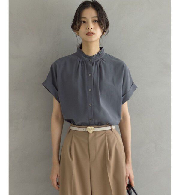 組曲「バウンディングシャーティング バンドカラーフリル ブラウス」|シャツ・ブラウス|