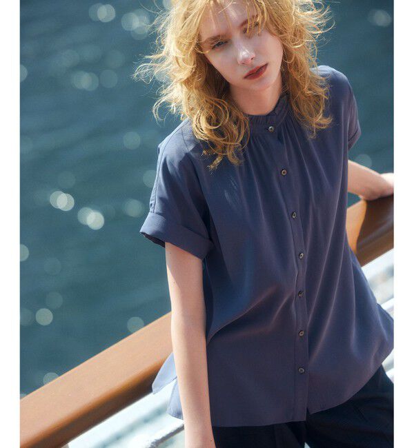 組曲「バウンディングシャーティング バンドカラーフリル ブラウス」|シャツ・ブラウス|