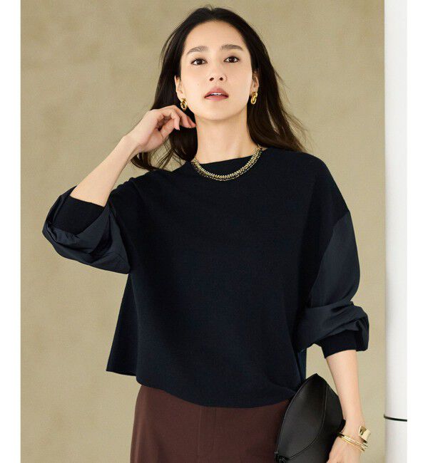 自由区「ウールミラノランタンスリーブ ニット」|ニット・セーター|ネイビー