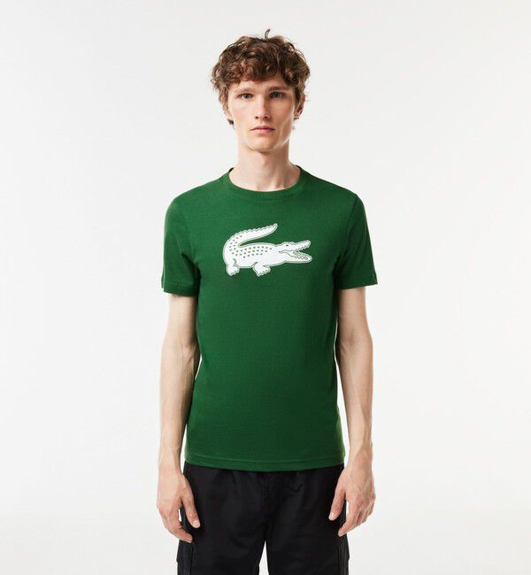 LACOSTE「コットンブレンドウルトラドライロゴプリント半袖Tシャツ」|Tシャツ・カットソー|グリーン
