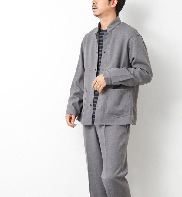 NOLLEY'S goodman「《セットアップ対応》LANATEC ウーステッドサージストレッチ マオカラーシャツブルゾン」|ブルゾン・スタジャン|