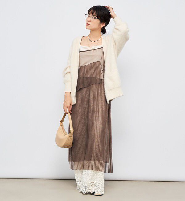 Rie Miller「ウォッシャブルチュールキャミワンピース」|ワンピース|ブラウン