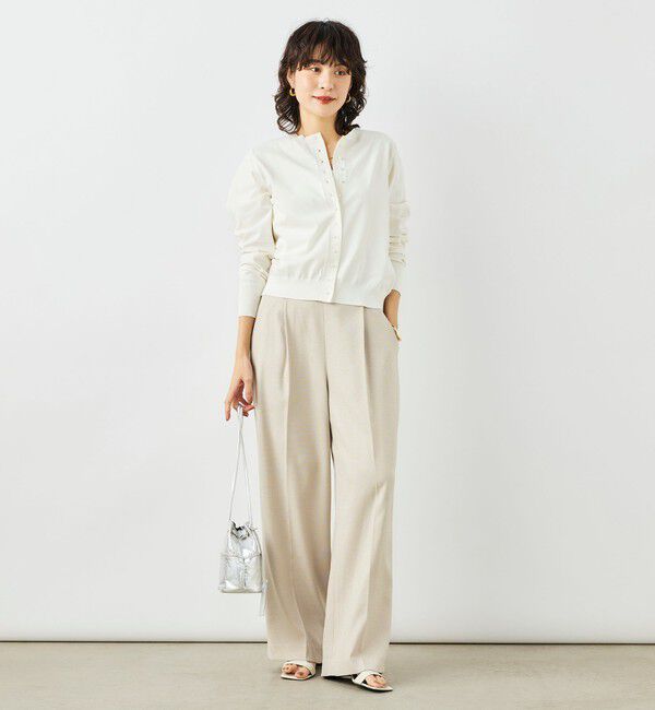 NOLLEY'S「《手洗い可能》コットンテックスクルーネックカーディガン」|カーディガン|