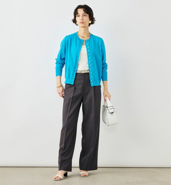 NOLLEY'S「《手洗い可能》コットンテックスクルーネックカーディガン」|カーディガン|