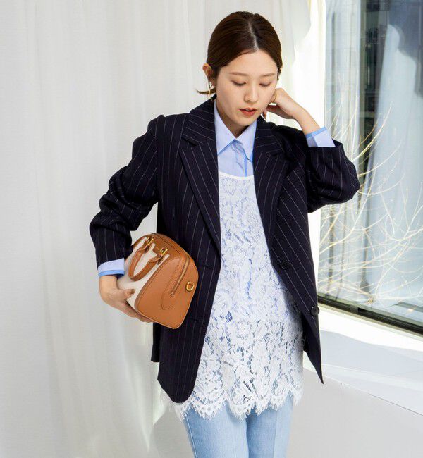 NOLLEY'S「【WEB＆一部店舗限定色アイテム】ウォッシャブルストライプオーバージャケット」|テーラードジャケット|