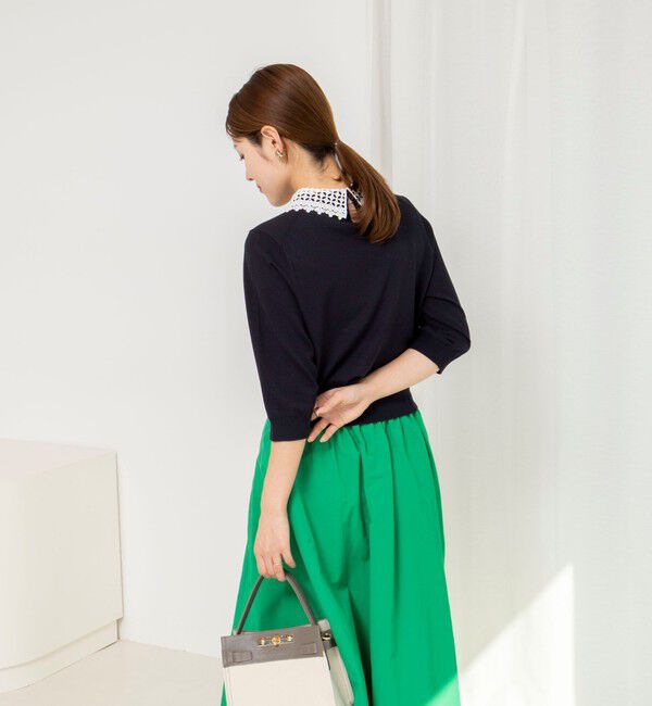 NOLLEY'S「【WEB＆一部店舗限定カラー】《手洗い可能》襟レース取り外し6分袖プルオーバー」|ニット・セーター|