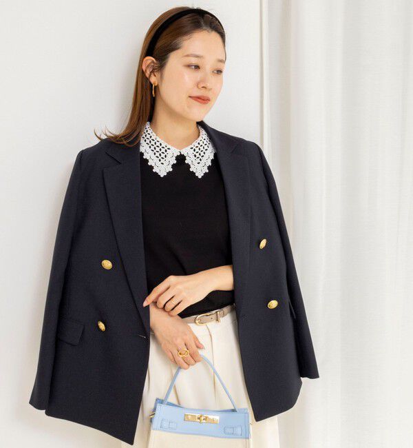 NOLLEY'S「【WEB＆一部店舗限定カラー】《手洗い可能》襟レース取り外し6分袖プルオーバー」|ニット・セーター|