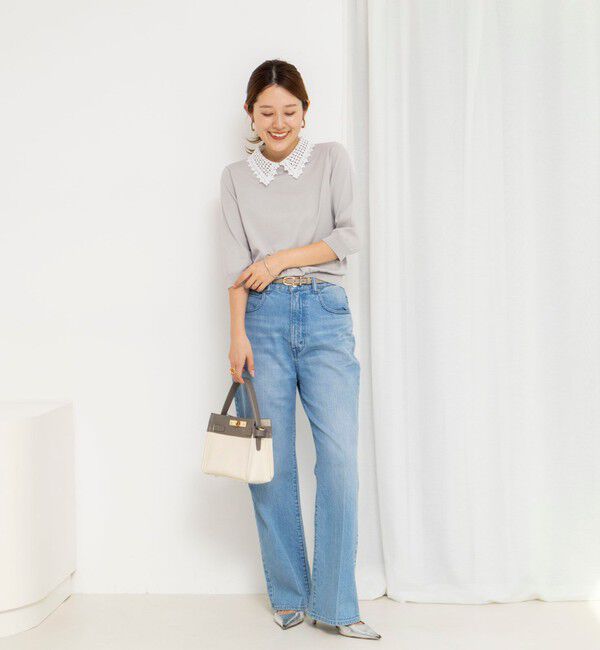 NOLLEY'S「【WEB＆一部店舗限定カラー】《手洗い可能》襟レース取り外し6分袖プルオーバー」|ニット・セーター|