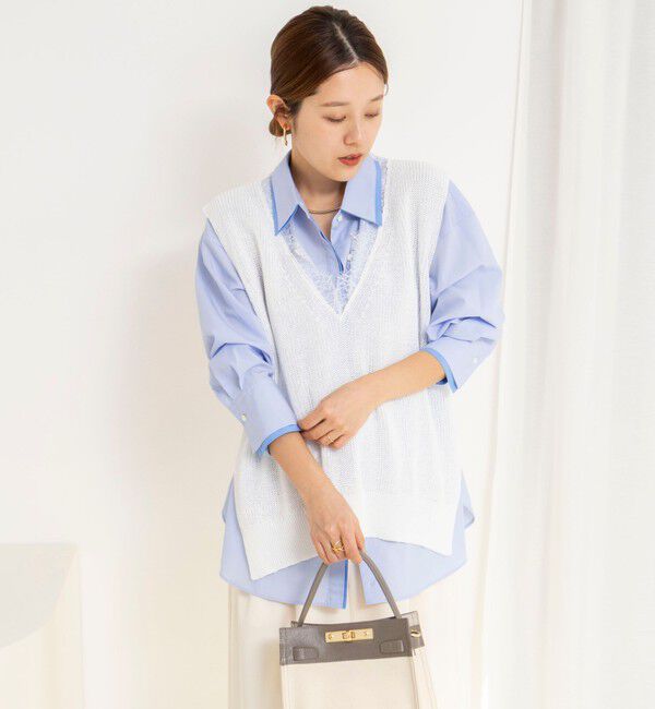 NOLLEY'S「《手洗い可能》Ｖネックレースジレ」|ベスト・ジレ|