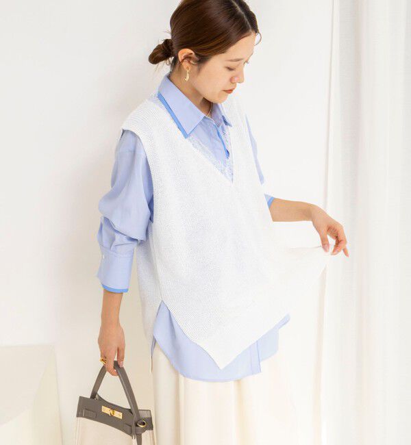 NOLLEY'S「《手洗い可能》Ｖネックレースジレ」|ベスト・ジレ|