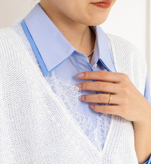 NOLLEY'S「《手洗い可能》Ｖネックレースジレ」|ベスト・ジレ|