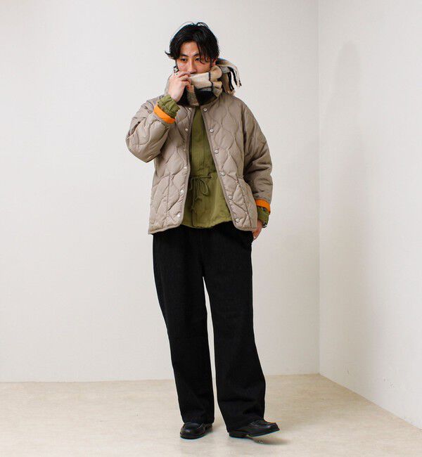 GLOSTER「ウール混ブークレ 大判チェックマフラー」|マフラー|