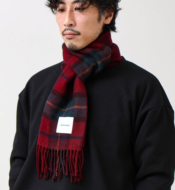 GLOSTER「【カシミヤブレンド】ウールリバーシブルチェックマフラー」|マフラー|