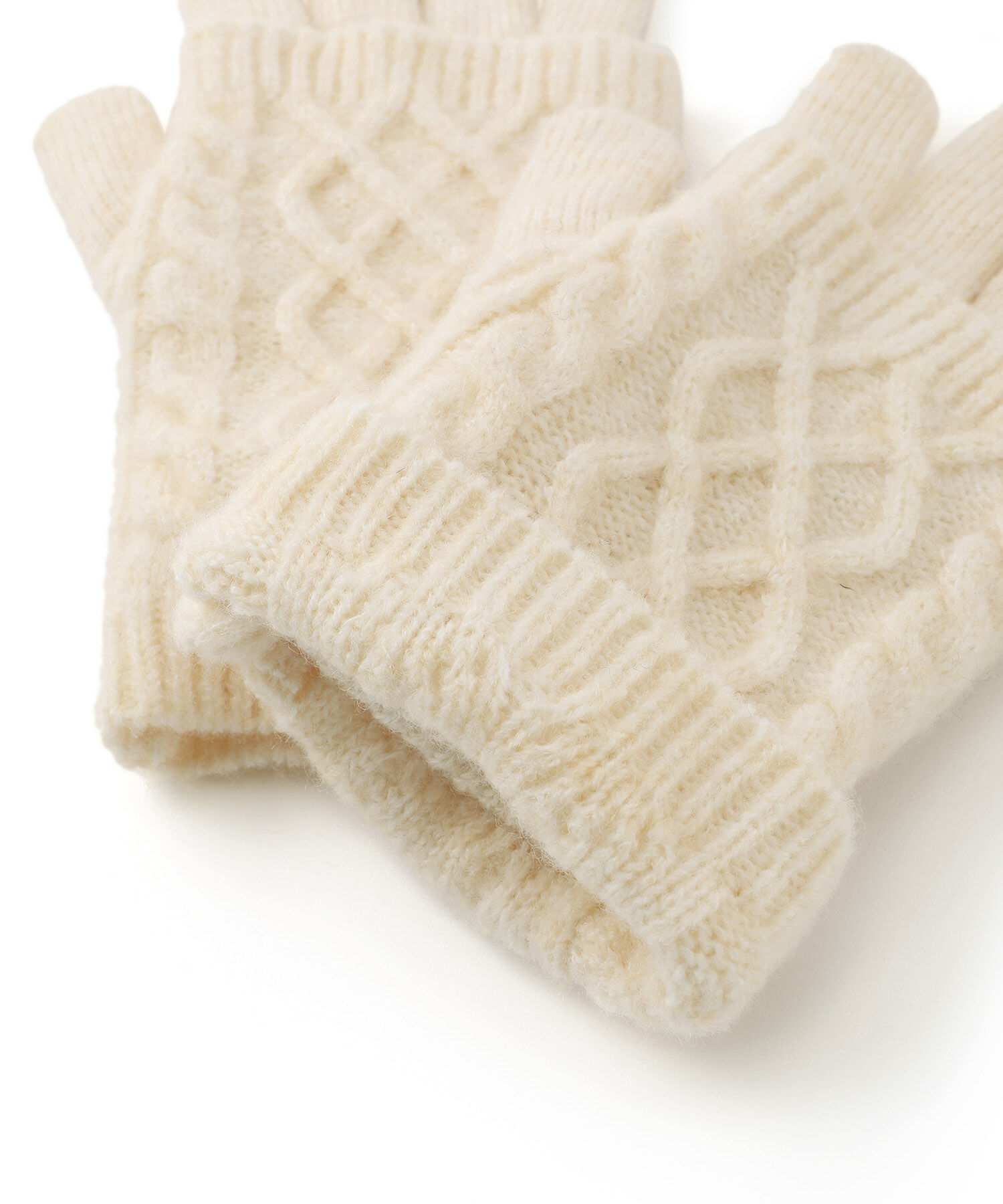 ROPE PICNIC PASSAGE「3WAY/ケーブル編み&times;リブ編みニットグローブ」|手袋|