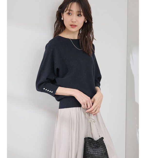 Rope&rsquo;Picnic「アンジェリーナ7分袖パールドルマンニット」|ニット・セーター|