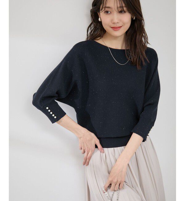 Rope&rsquo;Picnic「アンジェリーナ7分袖パールドルマンニット」|ニット・セーター|