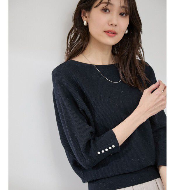 Rope&rsquo;Picnic「アンジェリーナ7分袖パールドルマンニット」|ニット・セーター|