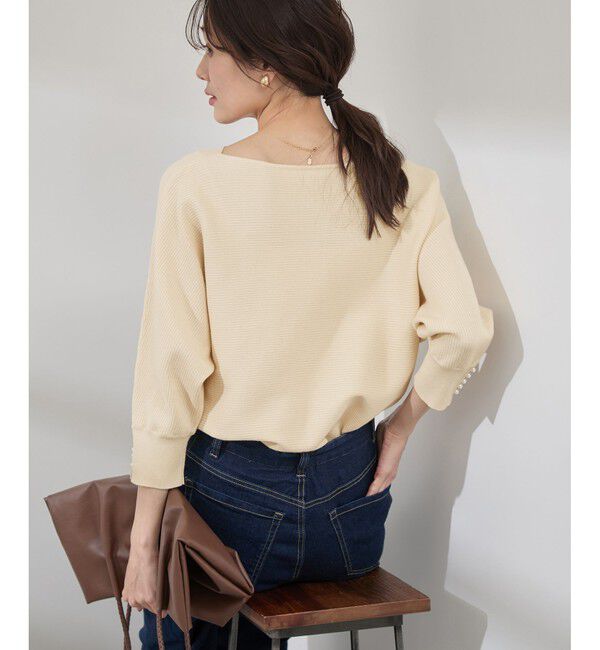 Rope&rsquo;Picnic「アンジェリーナ7分袖パールドルマンニット」|ニット・セーター|