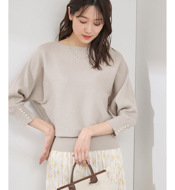 Rope&rsquo;Picnic「アンジェリーナ7分袖パールドルマンニット」|ニット・セーター|