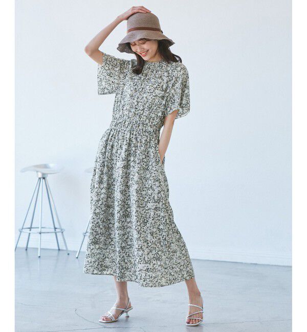 Rope&rsquo;Picnic「【emur/エミュール】マーガレット柄シャーリングワンピース」|ワンピース|