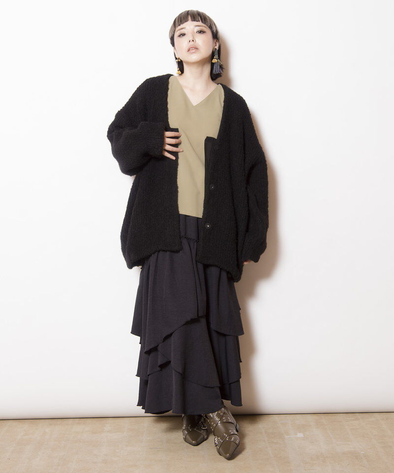  「Vネックコクーンニットカーディガン」|カーディガン|