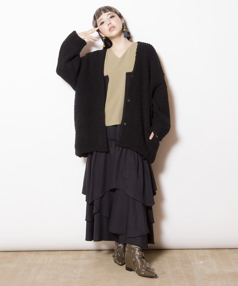  「Vネックコクーンニットカーディガン」|カーディガン|