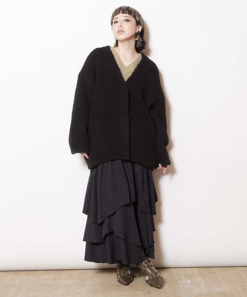  「Vネックコクーンニットカーディガン」|カーディガン|