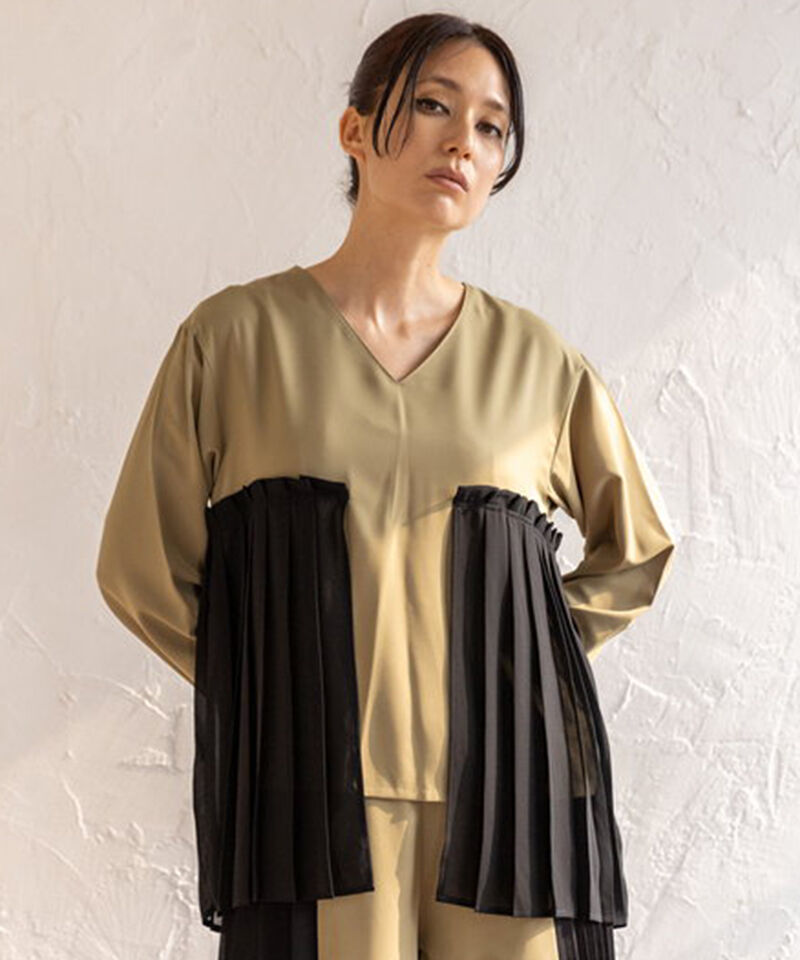  「レイヤードプリーツブラウス」|シャツ・ブラウス|L.KHAKI