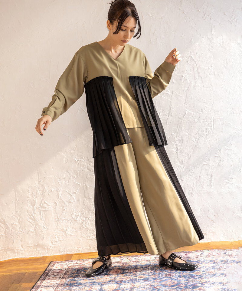  「レイヤードプリーツブラウス」|シャツ・ブラウス|