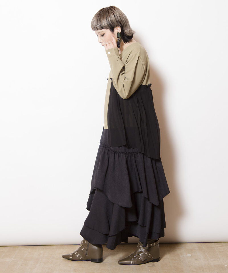  「レイヤードプリーツブラウス」|シャツ・ブラウス|