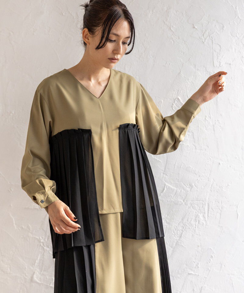  「レイヤードプリーツブラウス」|シャツ・ブラウス|
