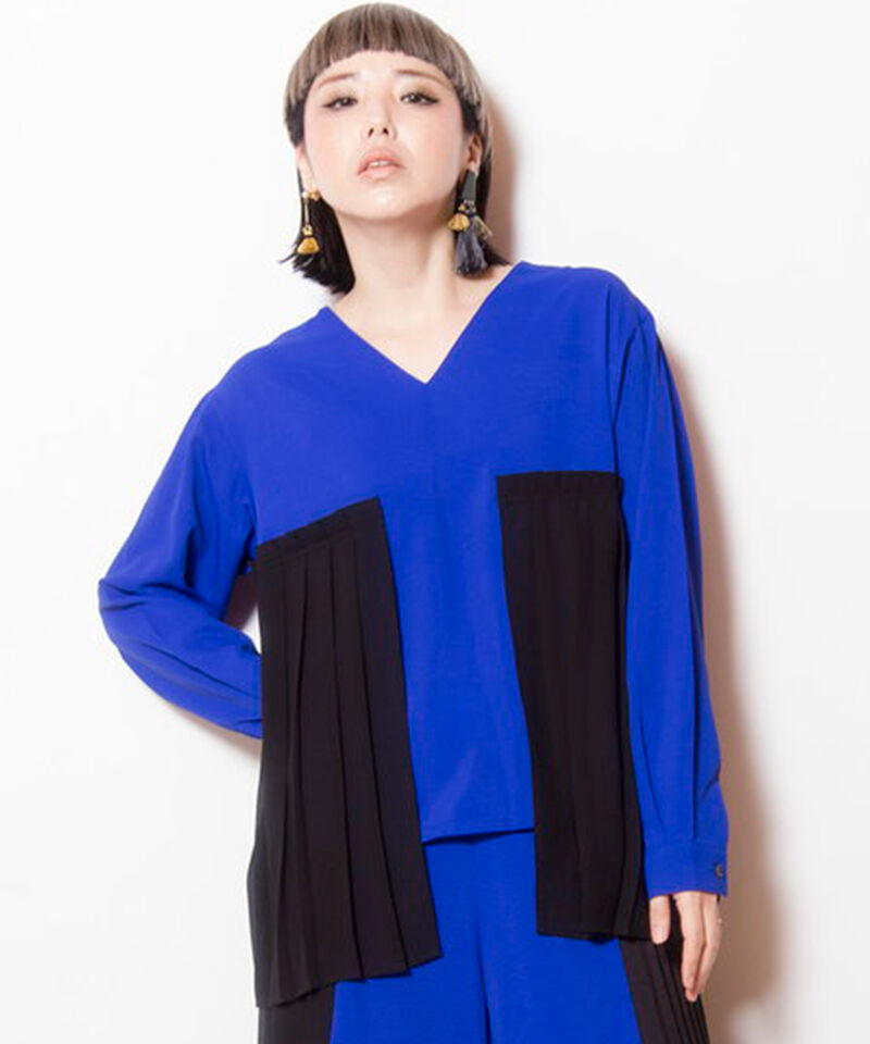  「レイヤードプリーツブラウス」|シャツ・ブラウス|BLUE