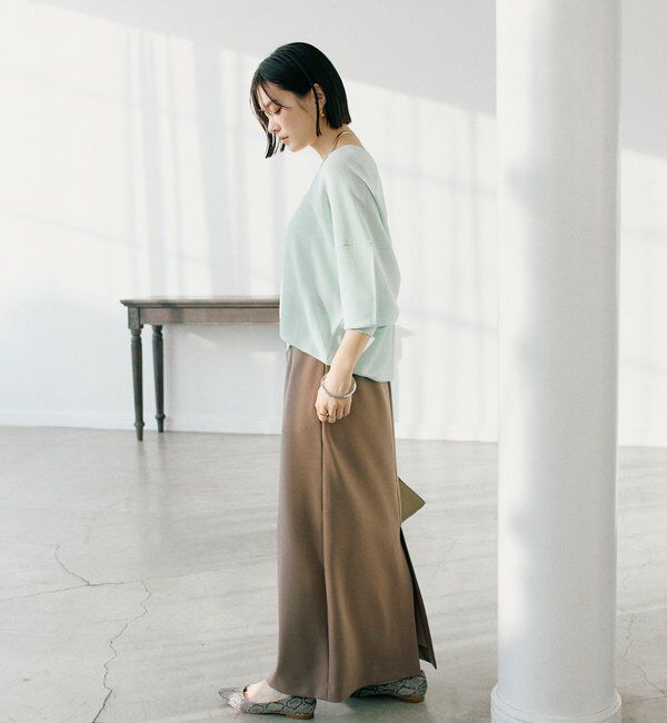  「【ストレスフリー/シーズンレス】ストレッチダンボールIラインスカート」|スカート|