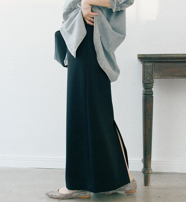  「【ストレスフリー/シーズンレス】ストレッチダンボールIラインスカート」|スカート|