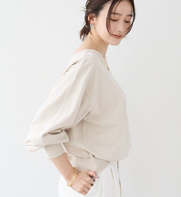  「【前後２way仕様】ボートネック2wayスウェット」|Tシャツ・カットソー|グレージュ