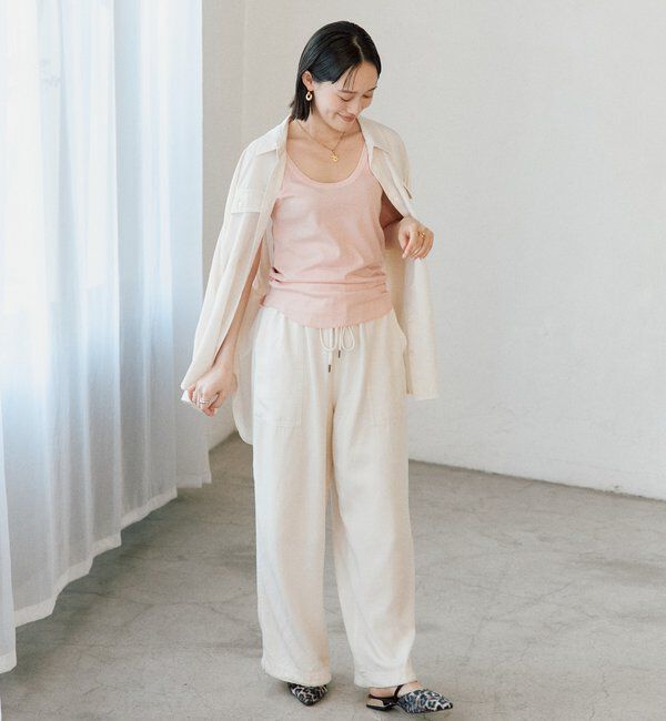  「【フェミニンなムードを演出】チュールリブタンクトップ」|キャミソール|