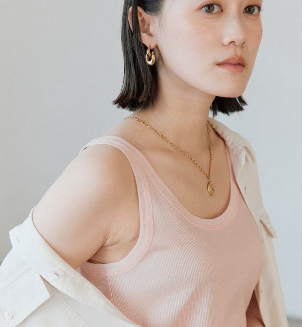  「【フェミニンなムードを演出】チュールリブタンクトップ」|キャミソール|