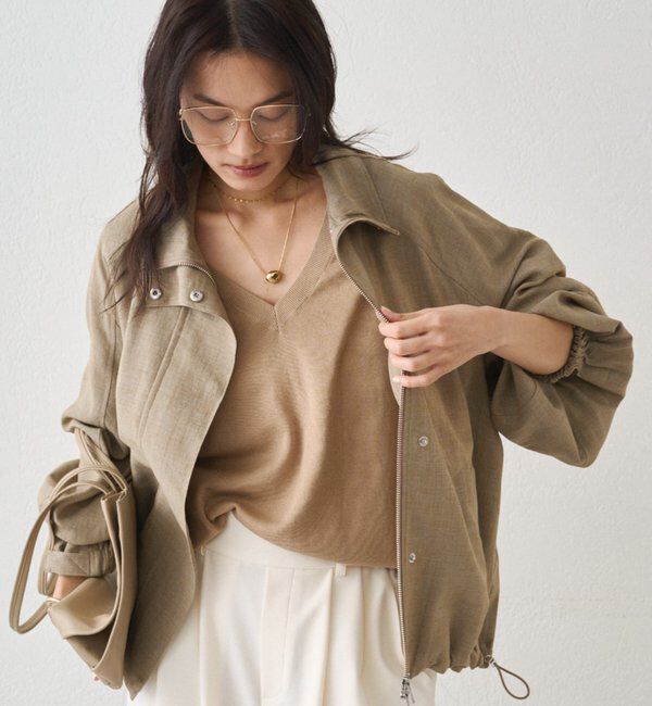  「リネンライクスタンドブルゾン」|ブルゾン・スタジャン|
