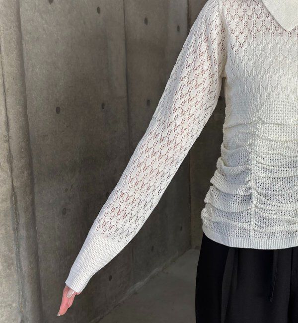  「レースシャーリングホックカーディガン」|カーディガン|