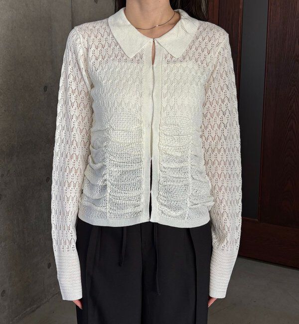  「レースシャーリングホックカーディガン」|カーディガン|