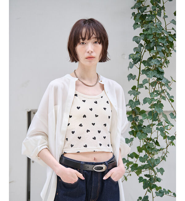 Rouge vif「【JEMORGAN/ジェーイーモーガン】クロップドキャミソール ハート柄/ワッフ」|キャミソール|