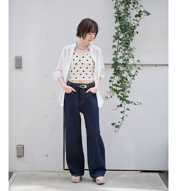 Rouge vif「【JEMORGAN/ジェーイーモーガン】クロップドキャミソール ハート柄/ワッフ」|キャミソール|