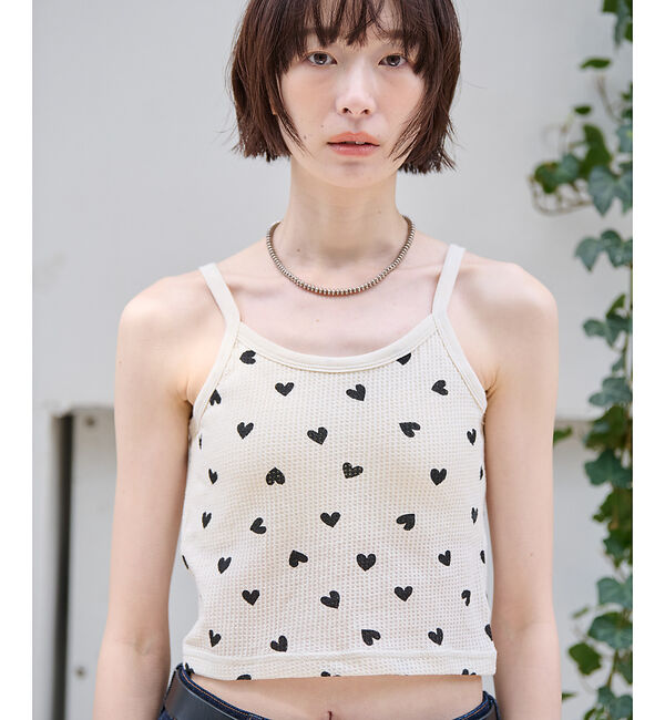 Rouge vif「【JEMORGAN/ジェーイーモーガン】クロップドキャミソール ハート柄/ワッフ」|キャミソール|
