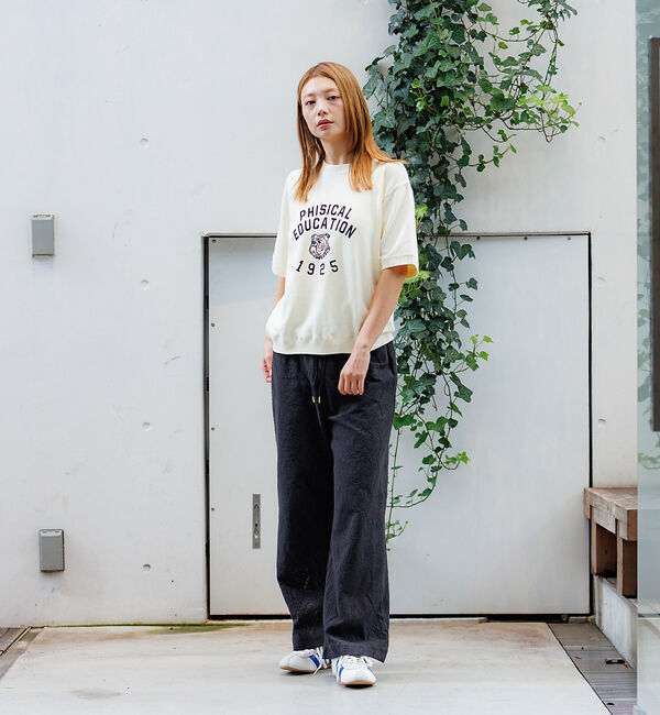 Rouge vif「【Le Melange/ル・メランジュ】ショートスリーブスウェット/#85410」|スウェット・ジャージ|