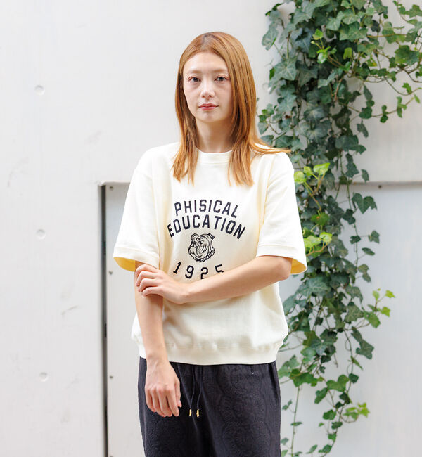 Rouge vif「【Le Melange/ル・メランジュ】ショートスリーブスウェット/#85410」|スウェット・ジャージ|