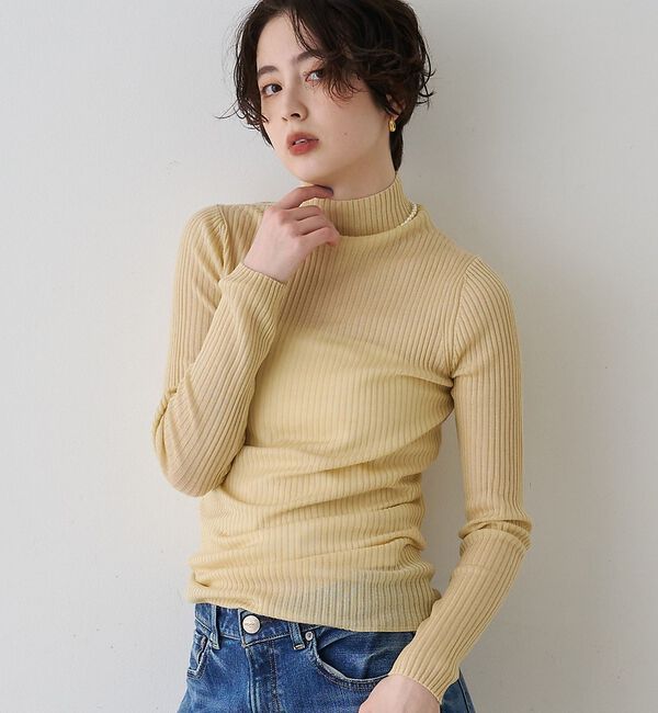 Rouge vif「防縮Wシアータートルリブニット」|ニット・セーター|イエロー