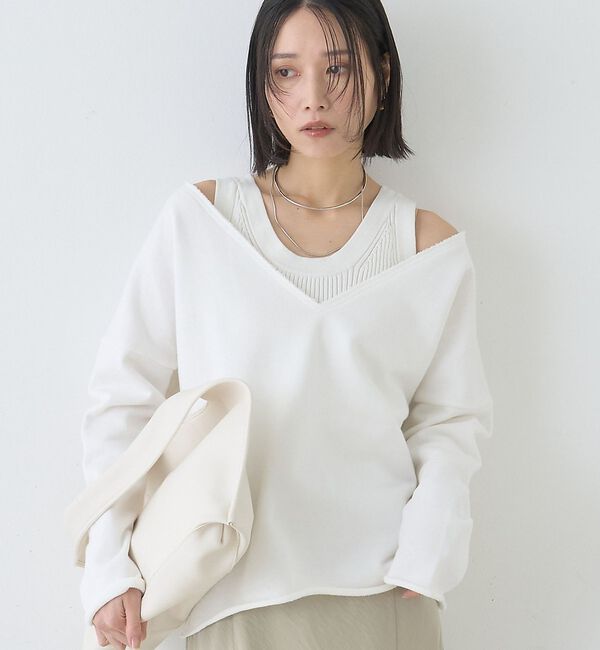 Rouge vif「裏毛Vネックスウェットプルオーバー【予約】」|スウェット・ジャージ|オフホワイト