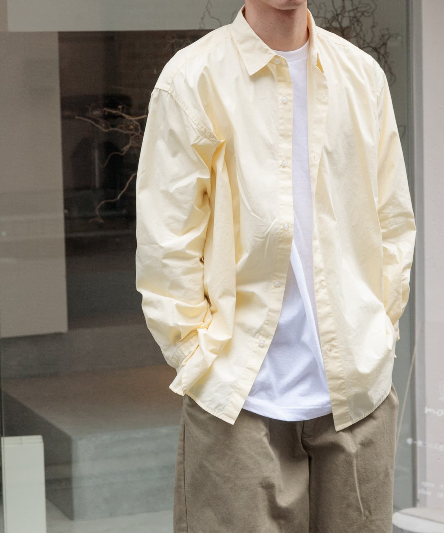 URBAN RESEARCH DOORS「FORK&SPOON　ガーメントダイロングスリーブシャツ」|シャツ・ブラウス|イエロー