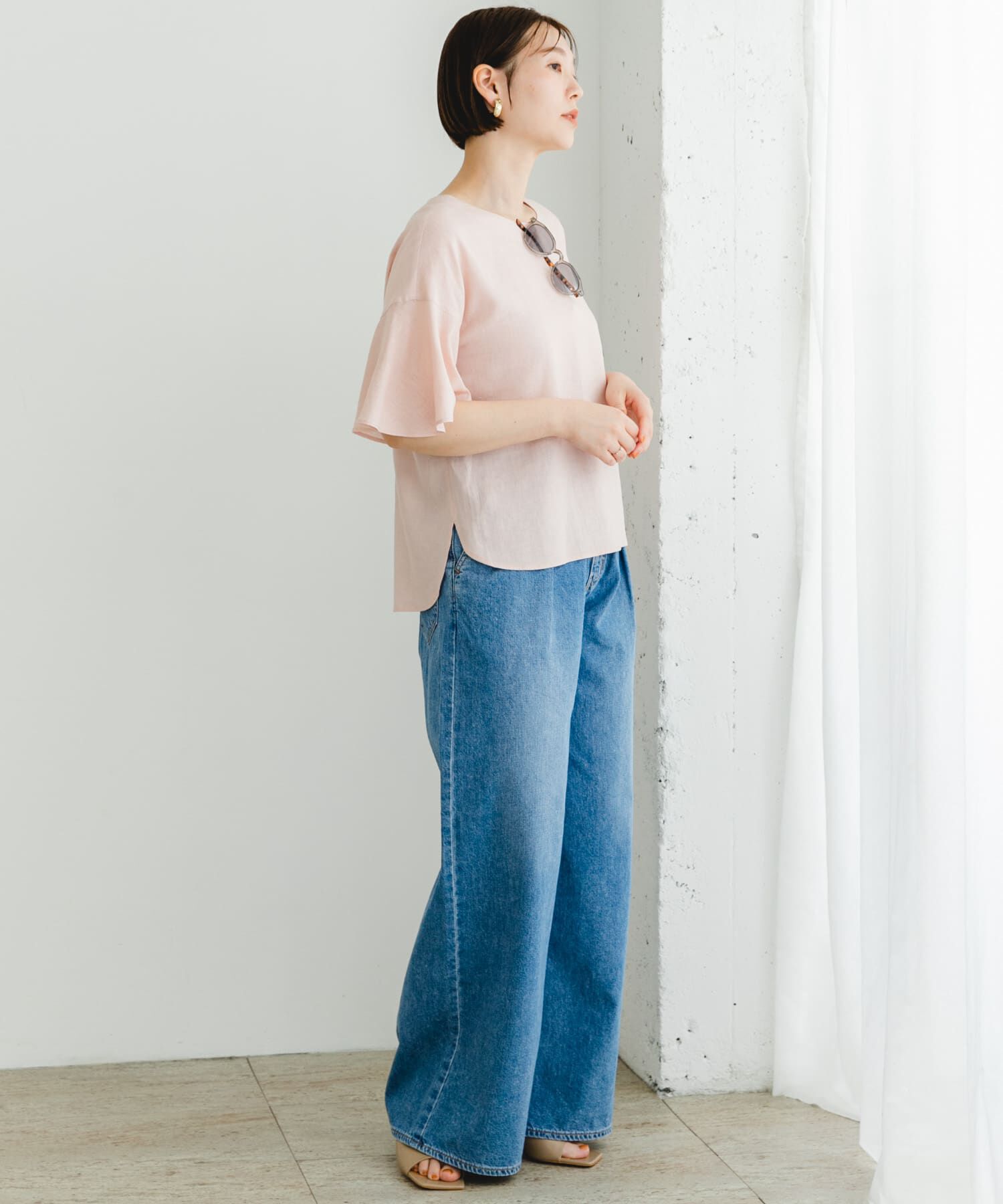 URBAN RESEARCH ROSSO「F by ROSSO　リネンフレアスリーブブラウス」|シャツ・ブラウス|