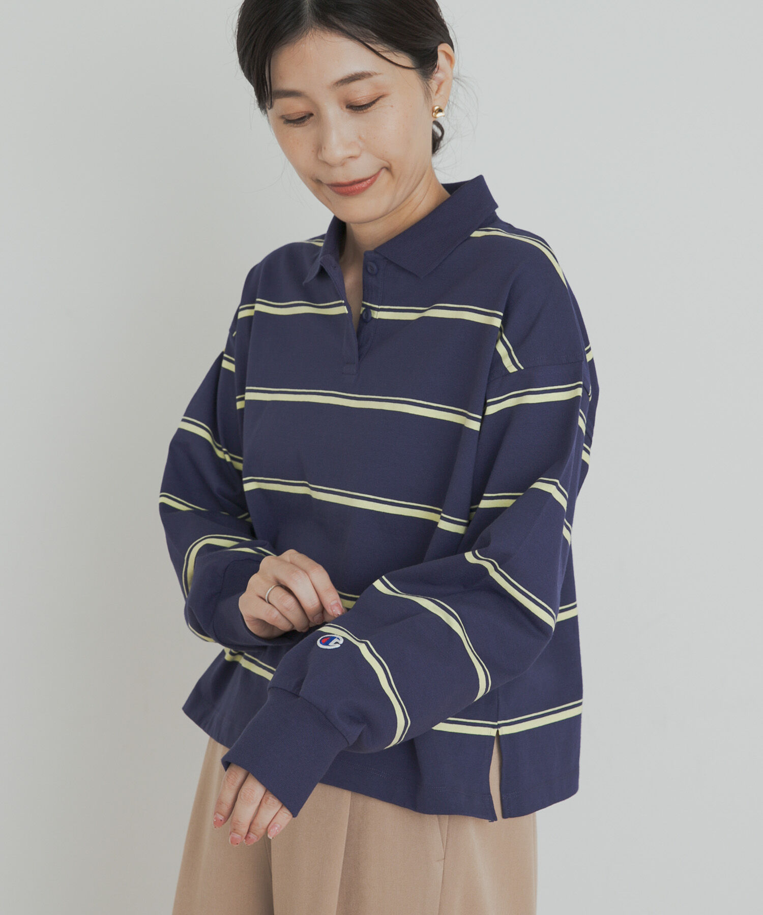 URBAN RESEARCH DOORS「Champion　LONGSLEEVE BORDER POLO」|Tシャツ・カットソー|